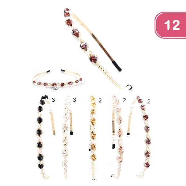 BEADED PEARL HEADBAND (12 UNITS)