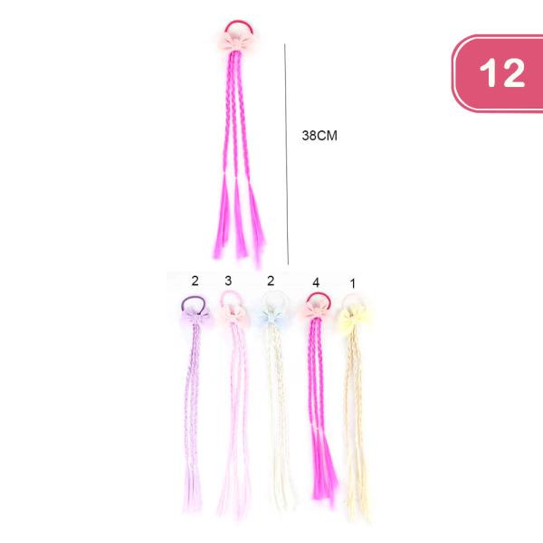 KIDS COLORED  HAIR BRAID HAIR TIE (12 UNITS)