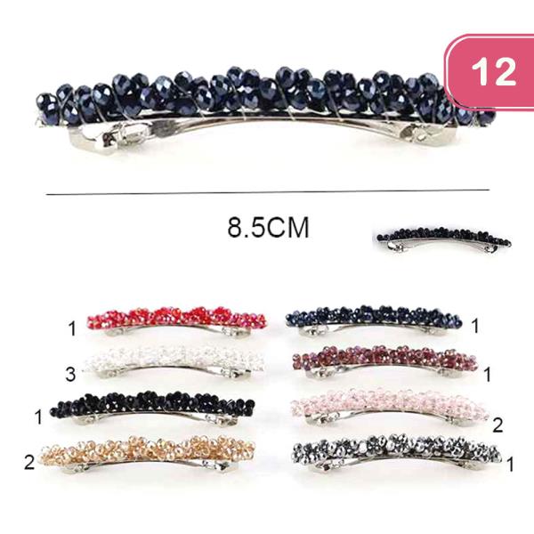 BEADED HAIR BARRETTE PIN (12 UNITS)