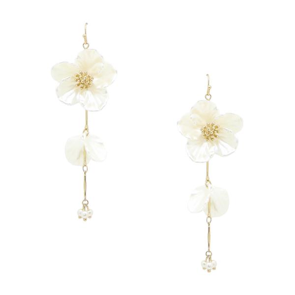 TIERED PEARL WHITE FLOWER DROP EARRING