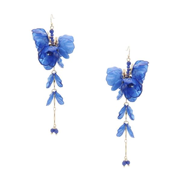 TRANSLUCENT FLOWER CLUSTER DROP EARRING