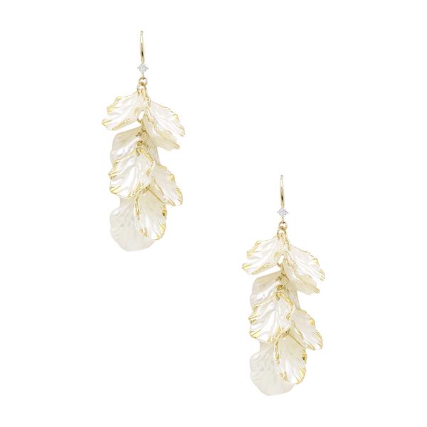 PEARL WHITE GOLD LEAF DESIGN DANGLE EARRING