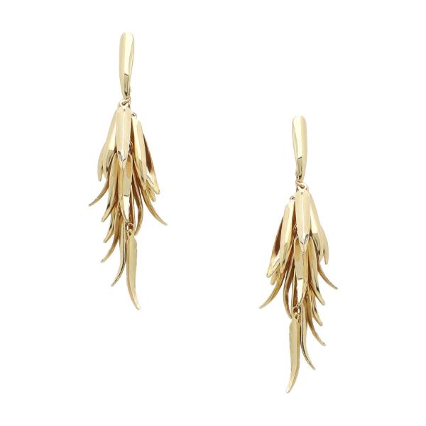 FEATHER LEAF CLUSTER DANGLE EARRING