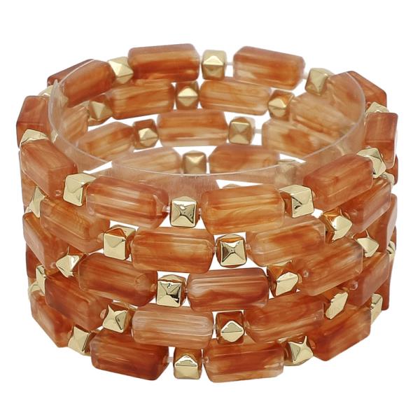 RECTANGULAR BEADED STRETCH 5 PC BRACELET