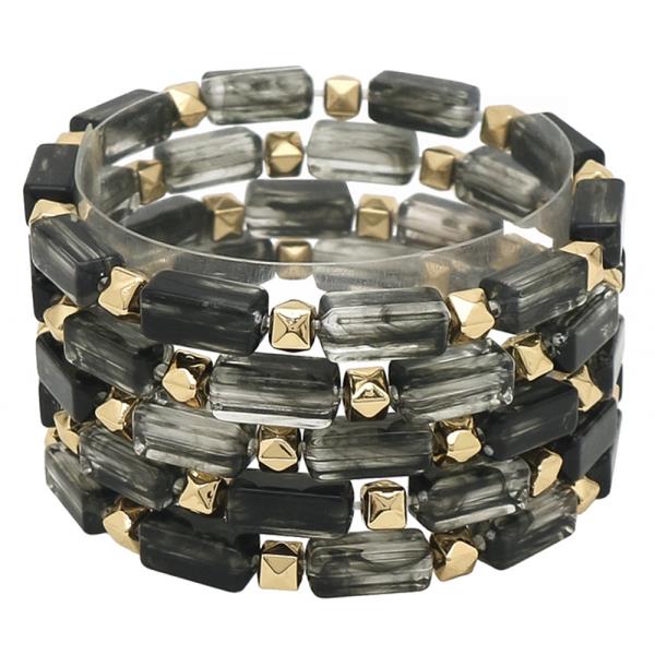 RECTANGULAR BEADED STRETCH 5 PC BRACELET