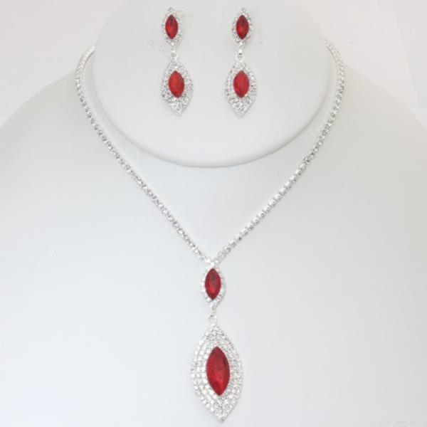 TEARDROP RHINESTONE NECKLACE EARRING SET