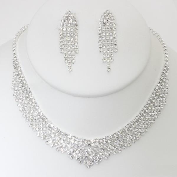 RHINESTONE NECKLACE EARRING SET