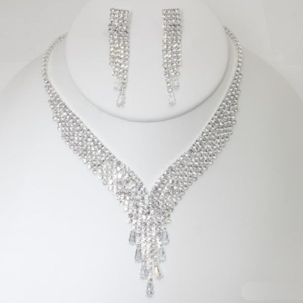 RHINESTONE NECKLACE EARRING SET