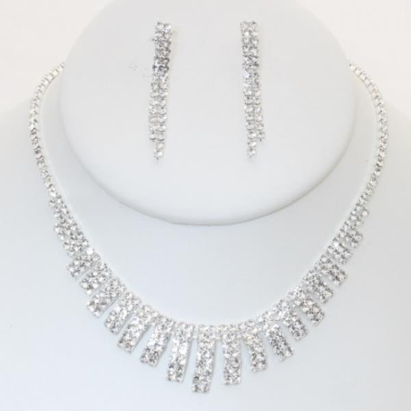 RHINESTONE NECKLACE EARRING SET