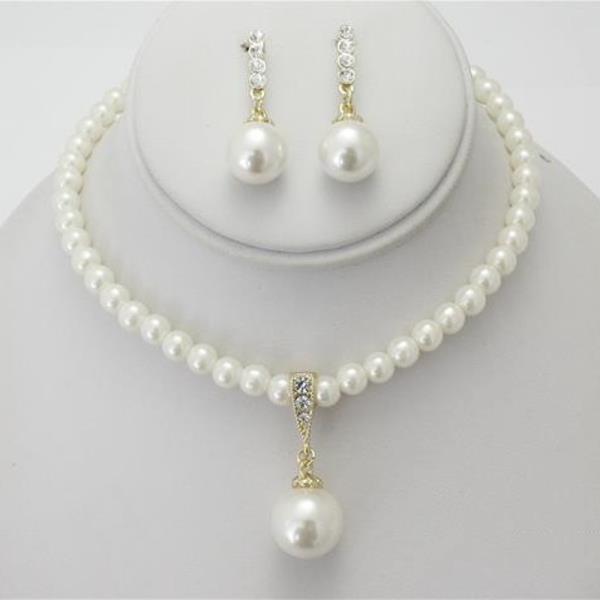 PEARL NECKLACE EARRING BRACELET SET