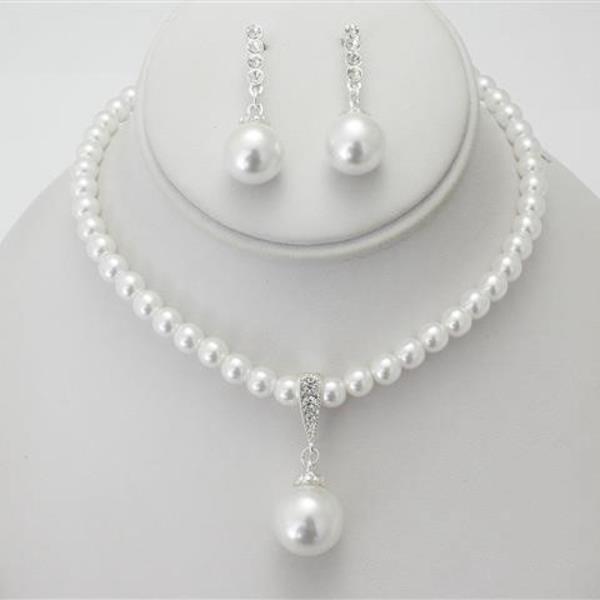 PEARL NECKLACE EARRING BRACELET SET