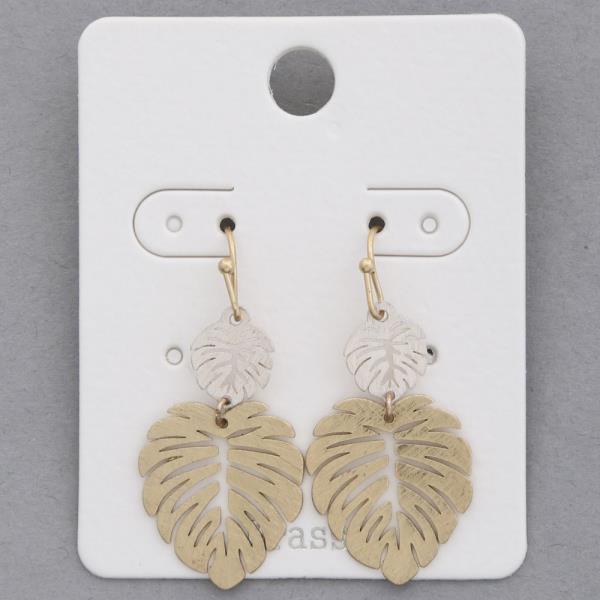 WESTERN STYLE LEAF METAL DANGLE EARRING