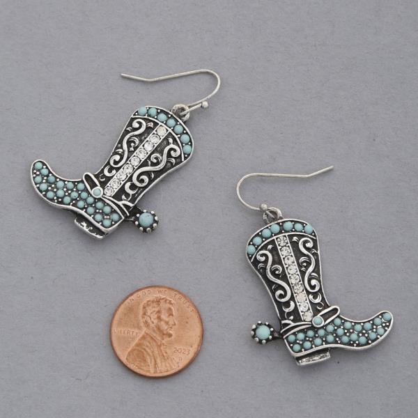 WESTERN STYLE BOOTS METAL DANGLE EARRING