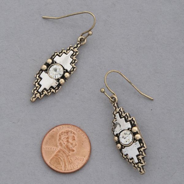 AZTEC WESTERN STYLE METAL DANGLE EARRING