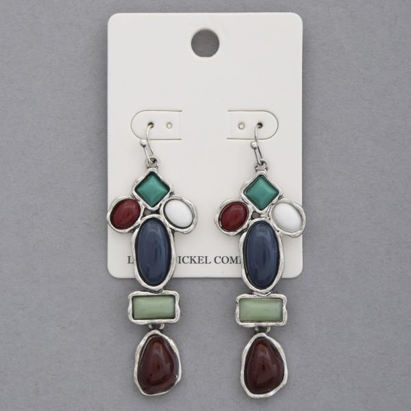 MULTI SHAPE BEADED DANGLE EARRING