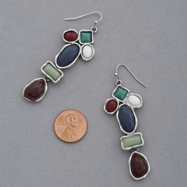 MULTI SHAPE BEADED DANGLE EARRING