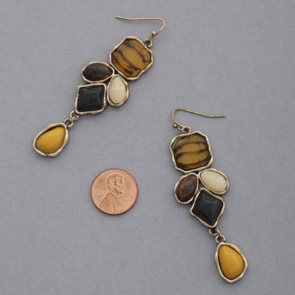 MULTI SHAPE BEAD DANGLE EARRING