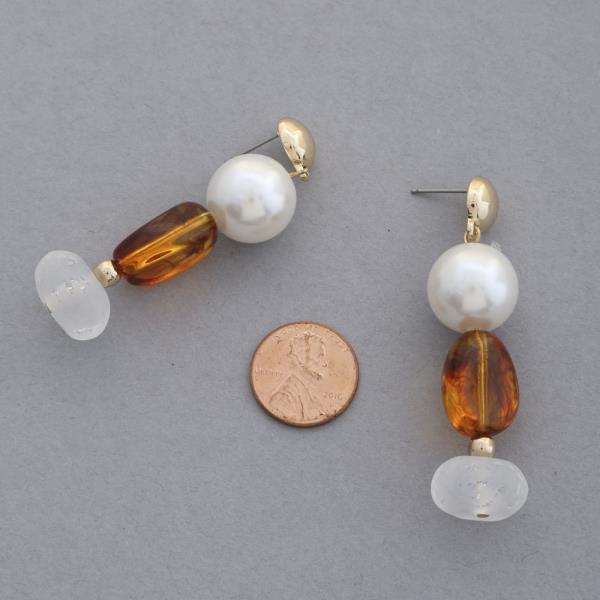 PEARL BALL BEAD DANGLE EARRING