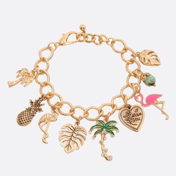 MULTI CHARM TROPICAL STYLE METAL BRACELET