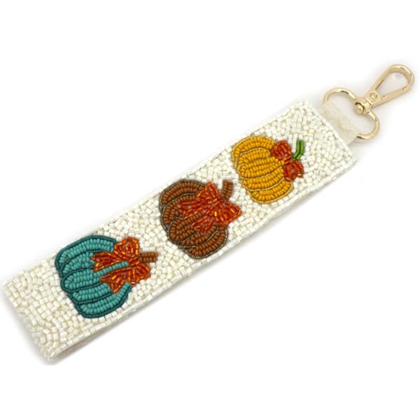 SEED BEAD THANKSGIVING PUMPKIN KEYCHAIN