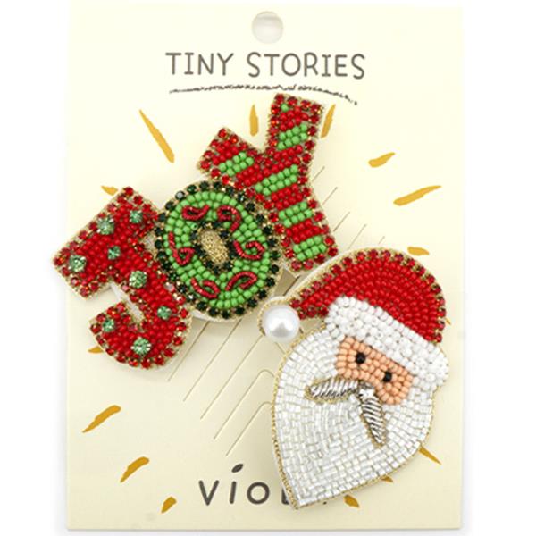 SEED BEAD CHRISTMAS SANTA JOY PIN SET