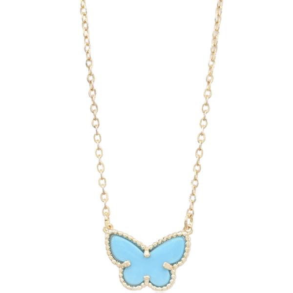 ACRYLIC BUTTERFLY BRASS NECKLACE