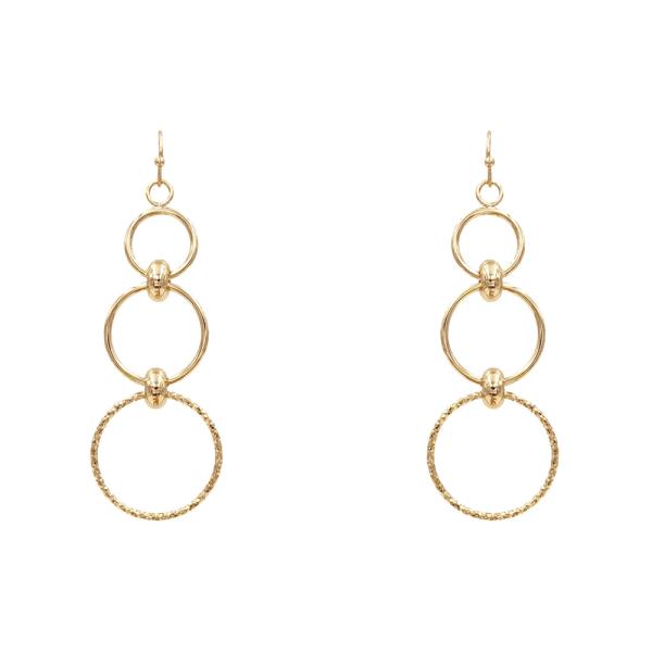 TRIPLE ROUND METAL DANGLE EARRING