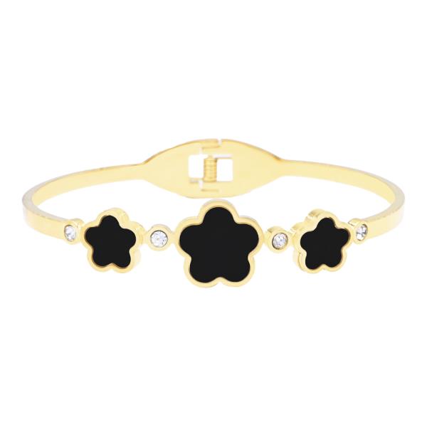 FLOWER STAINLESS STEEL HINGED BANGLE BRACELET