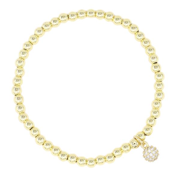 STAINLESS STEEL BALL CHARM STRETCH BRACELET