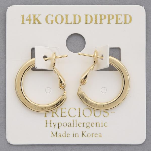 14K GOLD DIPPED FLAT METAL HOOP EARRING