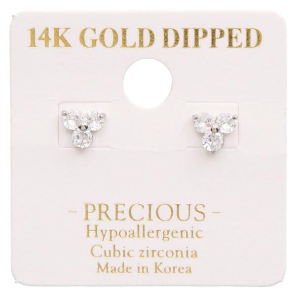 14K GOLD DIPPED CZ STUD EARRING