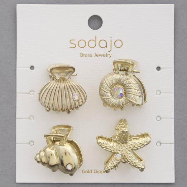 SODAJO SEA LIFE ASSORTED GOLD DIPPED CLAW HAIR CLIP SET