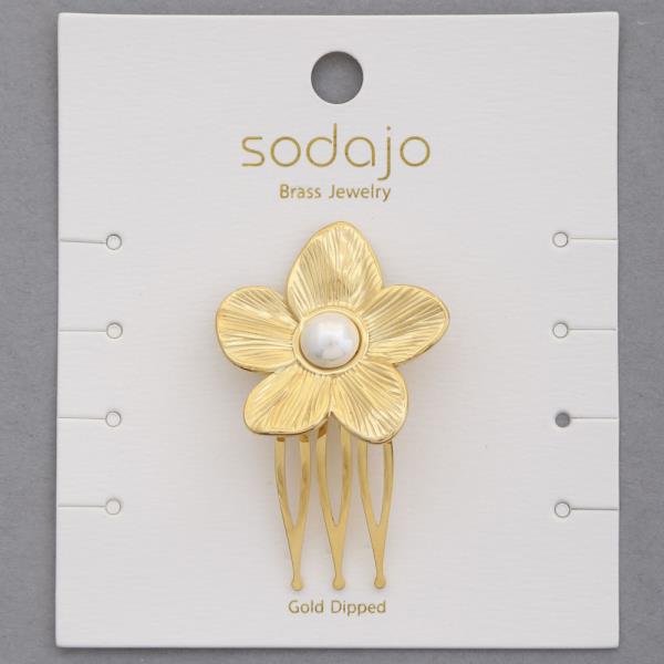 SODAJO FLOWER PEARL BEAD GOLD DIPPED HAIR COMB