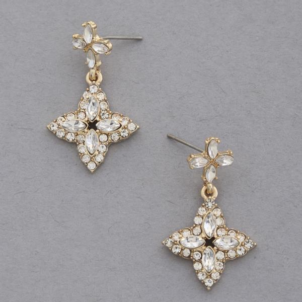 FLOWER RHINESTONE DANGLE EARRING