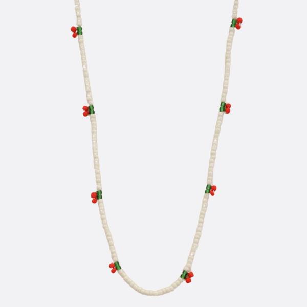 SODAJO DAINTY CHERRY PEARL BEAD STATION NECKLACE