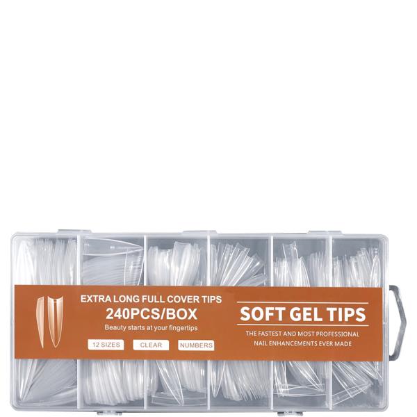 EXTRA LONG FULL COVER SOFT GEL NAIL TIPS 240PCS SET