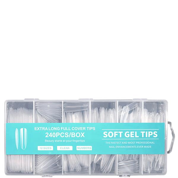 EXTRA LONG FULL COVER SOFT GEL NAIL TIPS 240PCS SET