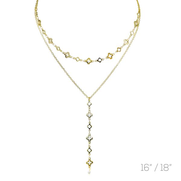 CLOVER CHAIN LARIAT NECKLACE