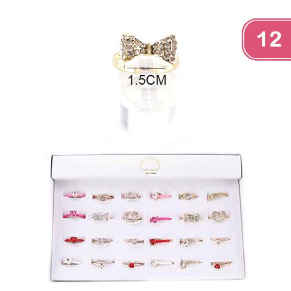 BOW RHINESTONE RING (12 UNITS)