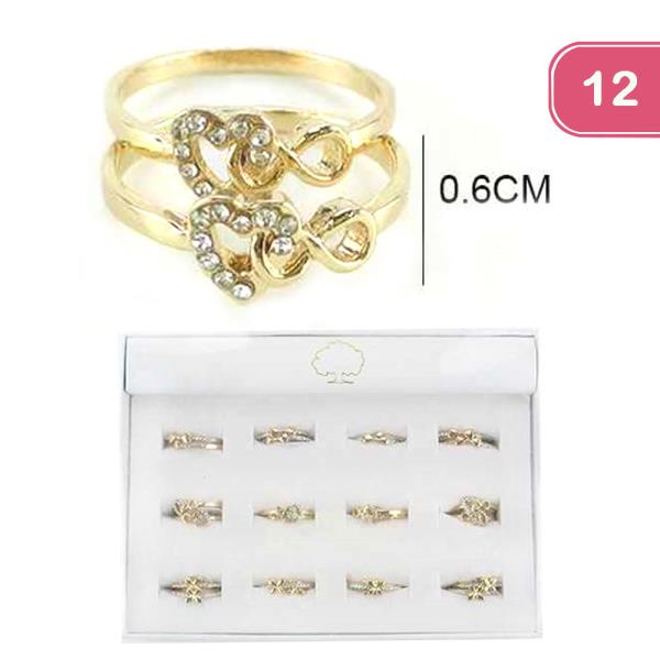 HEART RHINESTONE INFINITY RING (12 UNITS)