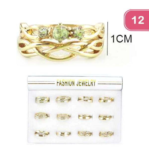 RHINESTONE RINGS (12 UNITS)