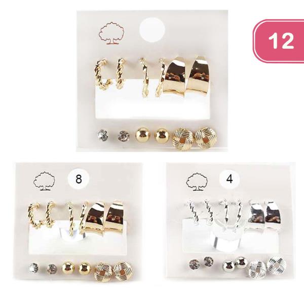 ASSORTED HOOP AND STUD EARRING (12 UNITS)