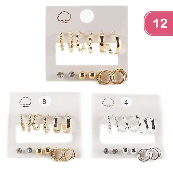 ASSORTED HOOP AND STUD EARRING (12 UNITS)