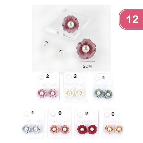 FLOWER PEARL STUD EARRING (12 UNITS)