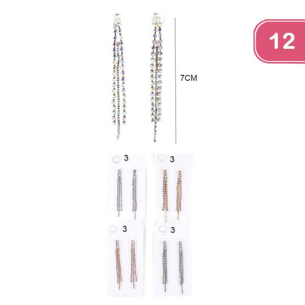 RHINESTONE TASSEL DANGLE EARRINGS (12 UNITS)