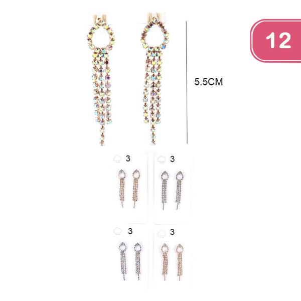 RHINESTONE TASSEL DANGLE EARRINGS (12 UNITS)