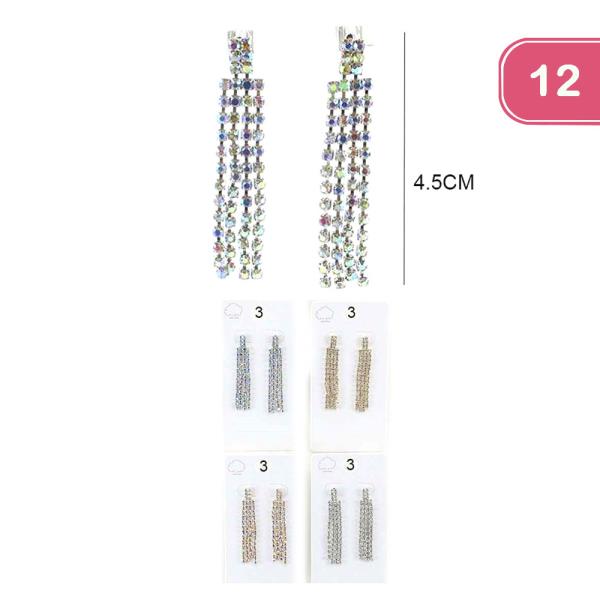 RHINESTONE TASSEL EARRING (12 UNITS)