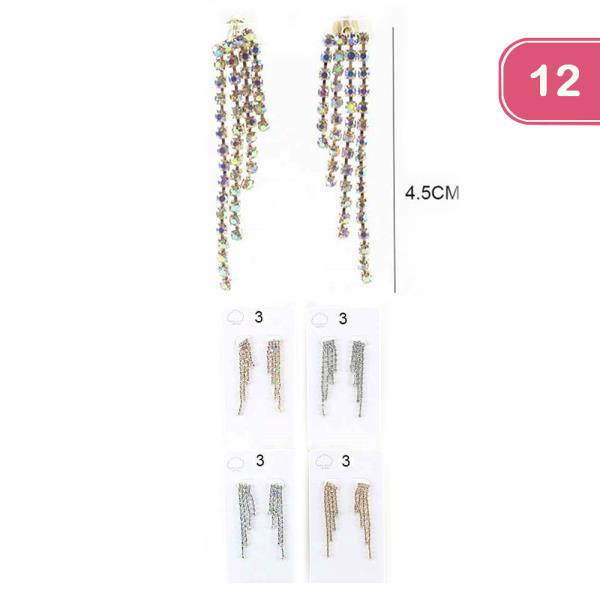 RHINESTONE TASSEL EARRING (12 UNITS)