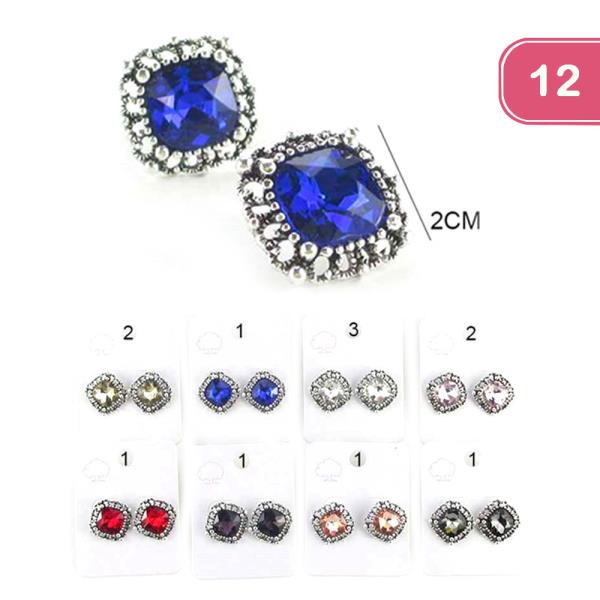 RHINESTONE STUD EARRING (12 UNITS)