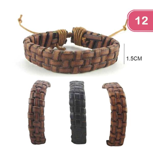 LEATHER ADJUSTABLE BRACELET ( 12 UNITS)